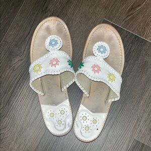 Jack Rogers White Floral Sandals